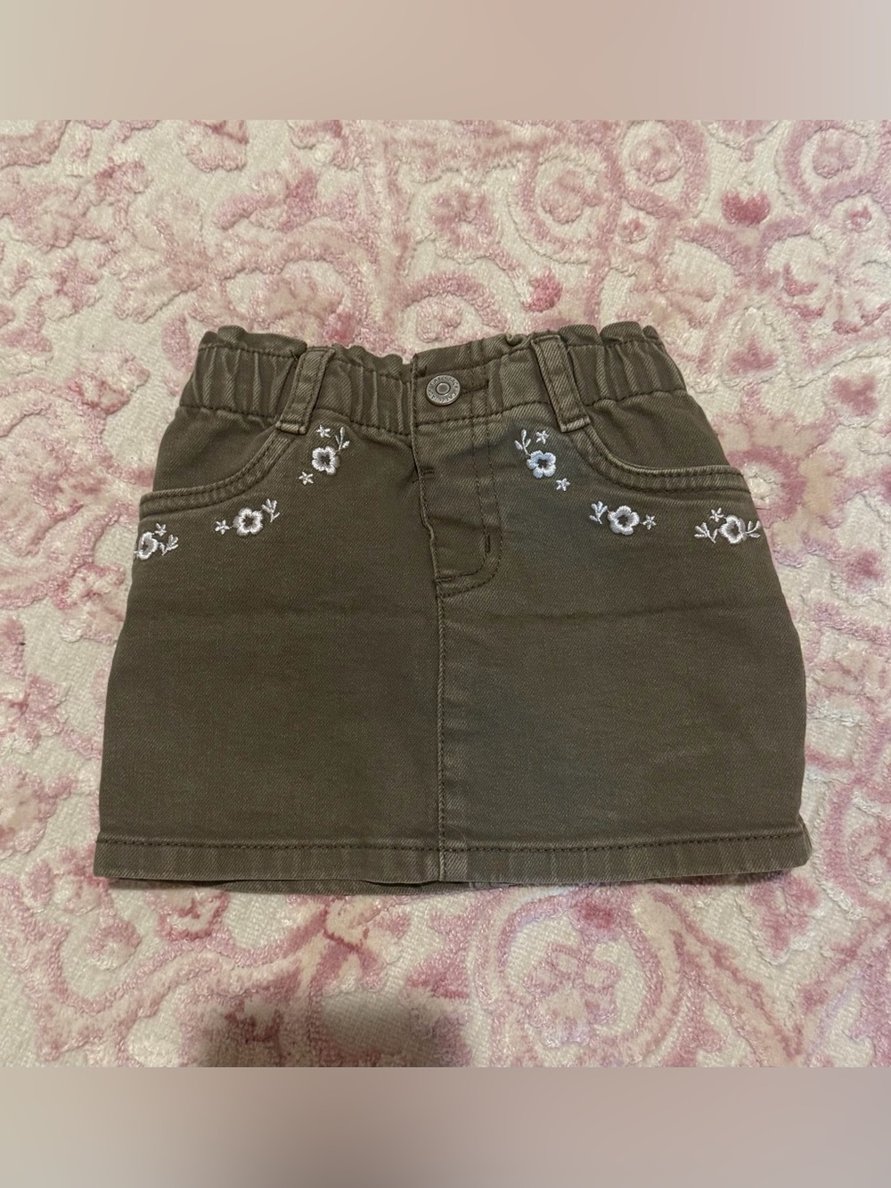 NWOT Cat & Jack Brown Skirt with White Floral Embroidery